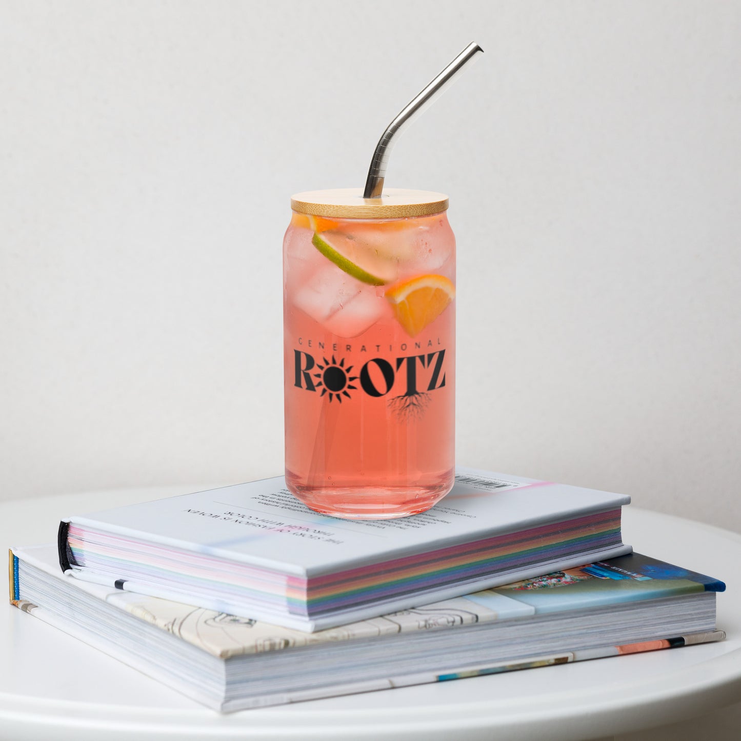 Generational Rootz 16oz Glass with Lid & Straw